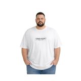 BattalModa Erkek Büyük Beden Beyaz Bisiklet Yaka Kısa Kollu Confident Tişört 5XL-6XL-7XL-8XL