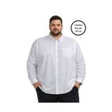 BattalModa Erkek Büyük Beden Beyaz Uzun Kollu Gömlek 3XL-4XL-5XL-6XL-7XL-8XL