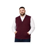 BattalModa Erkek Büyük Beden Bordo Cepli Triko Yelek 3XL-4XL-5XL-6XL