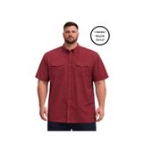 BattalModa Erkek Büyük Beden Bordo Çift Cepli Kısa Kollu Gömlek 3XL-4XL-5XL-6XL-7XL-8XL