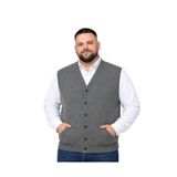 BattalModa Erkek Büyük Beden Füme Cepli Triko Yelek 3XL-4XL-5XL-6XL