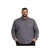 BattalModa Erkek Büyük Beden Füme Uzun Kollu Gömlek 3XL-4XL-5XL-6XL