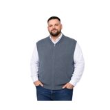 BattalModa Erkek Büyük Beden İndigo Hattush Cepli Fermuarlı Yelek 5XL-6XL-7XL-8XL