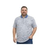 BattalModa Erkek Büyük Beden İndigo Polo Yaka Mikro Desenli Kısa Kollu Tişört 3XL-4XL-5XL-6XL