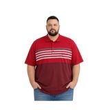 BattalModa Erkek Büyük Beden Kırmızı Polo Yaka Kısa Kollu Şeritli Tişört 3XL-4XL-5XL-6XL