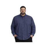 BattalModa Erkek Büyük Beden Koyu Lacivert Uzun Kollu Gömlek 3XL-4XL-5XL-6XL