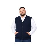 BattalModa Erkek Büyük Beden Lacivert Cepli Triko Yelek 3XL-4XL-5XL-6XL