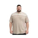 BattalModa Erkek Büyük Beden Melanj Bej Polo Yaka Kısa Kollu Block Tişört 5XL-6XL-7XL-8XL