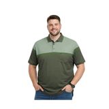 BattalModa Erkek Büyük Beden Melanj Haki Polo Yaka Kısa Kollu Band Tişört 3XL-4XL-5XL-6XL