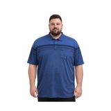 BattalModa Erkek Büyük Beden Melanj İndigo Polo Yaka Kısa Kollu Block Tişört 5XL-6XL-7XL-8XL