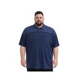 BattalModa Erkek Büyük Beden Melanj Lacivert Polo Yaka Kısa Kollu Block Tişört 5XL-6XL-7XL-8XL