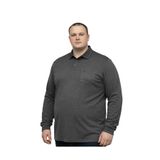 BattalModa Erkek Büyük Beden Melanj Siyah Polo Yaka Pike Tişört 3XL-4XL-5XL-6XL-7XL-8XL