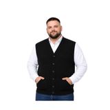 BattalModa Erkek Büyük Beden Siyah Cepli Triko Yelek 3XL-4XL-5XL-6XL