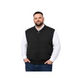BattalModa Erkek Büyük Beden Siyah Hattush Cepli Fermuarlı Yelek 5XL-6XL-7XL-8XL