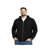 BattalModa Erkek Büyük Beden Siyah İki İplik Kapüşonlu Fermuarlı Hırka 3XL-4XL-5XL-6XL-7XL-8XL