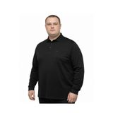 BattalModa Erkek Büyük Beden Siyah Polo Yaka Pike Tişört 3XL-8XL