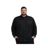 BattalModa Erkek Büyük Beden Siyah Uzun Kollu Gömlek 3XL-4XL-5XL-6XL-7XL-8XL