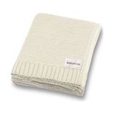 Battani.Co Basics Ekru Triko Örgü Bebek Battaniyesi 85CM X85CM Kız ve Erkek İçin Düz Desenli Akrilik - Bej - 85 x 85 cm