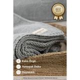 Battani.Co Home Premium Örgü Triko Gri Koltuk Yatak TV Battaniyesi 130x170 cm Gri