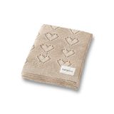 Battani.Co Kız Ve Erkek Bebek Için Triko Örgü Bebek Battaniyesi 85cm X85cm Basic Kalpler Bej