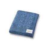 Battani.Co Kız Ve Erkek Bebek Için Triko Örgü Bebek Battaniyesi 85cm X85cm Basic Kalpler Mavi