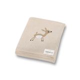 Battani.Co Kız Ve Erkek Bebek Için Triko Örgü Bebek Battaniyesi 85cm X85cm Sevimli Ceylan Bej