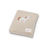 Battani.Co Kız Ve Erkek Bebek Için Triko Örgü Bebek Battaniyesi 85cm X85cm Unicorn Bej