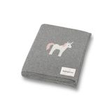 Battani.Co Kız Ve Erkek Bebek Için Triko Örgü Bebek Battaniyesi 85cm X85cm Unicorn Gri