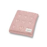 Battani.Co Kız Ve Erkek Bebek Için Triko Örgü Bebek Battaniyesi 90cm X110cm Basic Kalpler Pembe