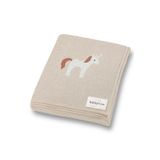 Battani.Co Kız Ve Erkek Bebek Için Triko Örgü Bebek Battaniyesi 90cm X110cm Unicorn Bej