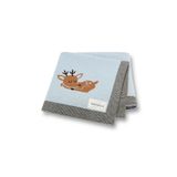 Battani.Co Kız Ve Erkek Bebek Için Triko Örgü Bebek Battaniyesi Mavi Geyik 85cm X85cm