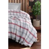 Battaniye Pamuklu Tek Kişilik Nordic Cozy Gri-Kırmızı