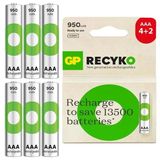 Batteries Recyko 950Mah Aaa İnce Kalem 6 Adet Ni-Mh Şarjlı Pil 1.2 Volt