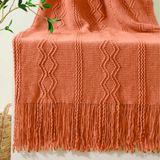 BATTILO HOME Sonbahar Dekoru Turuncu Örtü Battaniye, Püsküllü Yatak Mercan Örtüleri Dekoratif Sonbahar Battaniyeleri ve Kanepe için Örtüler, 127 cm x 152 cm