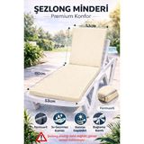 Batu Tekstil Premium Şezlong Minderi–fermuarlı, Su Geçirmez Kumaş, Güneşe Dayanıklı Bahçe & Havuz Şezlong Minderi - Bej