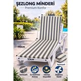 Batu Tekstil Premium Şezlong Minderi–fermuarlı, Su Geçirmez Kumaş, Güneşe Dayanıklı Bahçe & Havuz Şezlong Minderi - Beyaz - Gri