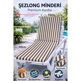 Batu Tekstil Premium Şezlong Minderi–fermuarlı, Su Geçirmez Kumaş, Güneşe Dayanıklı Bahçe & Havuz Şezlong Minderi - Beyaz - Kahverengi