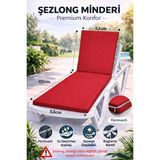 Batu Tekstil Premium Şezlong Minderi–fermuarlı, Su Geçirmez Kumaş, Güneşe Dayanıklı Bahçe & Havuz Şezlong Minderi - Kırmızı