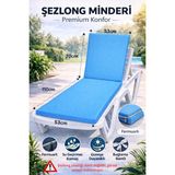 Batu Tekstil Premium Şezlong Minderi–fermuarlı, Su Geçirmez Kumaş, Güneşe Dayanıklı Bahçe & Havuz Şezlong Minderi - Mavi