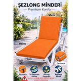 Batu Tekstil Premium Şezlong Minderi–fermuarlı, Su Geçirmez Kumaş, Güneşe Dayanıklı Bahçe & Havuz Şezlong Minderi - Turuncu