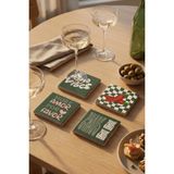 Baum Atelier Chaos, Good Vibes And Love Temalı Doğal Taş Traverten Bardak Altlığı Stone Coasters 4 Lü Set