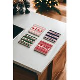 Baum Atelier Christmas Desenli Noel Yılbaşı Tema Doğal Taş Traverten Bardak Altlığı 4 Lü Set