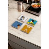 Baum Atelier Freddie Mercury, Queen Müzik Grubu Doğal Taş Traverten Bardak Altlığı 4 Lü Set