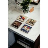 Baum Atelier Indian Elephant Art Doğal Taş Traverten Bardak Altlığı 4 Lü Set