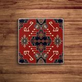 Baum Atelier Kırmızı Tile Motif Doğal Taş Traverten Bardak Altlığı 4 Lü Set