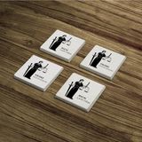 Baum Atelier Kişiselleştirilebilir Hukuk, Themis Temalı Doğal Taş Traverten Bardak Altlığı 4 Lü Set