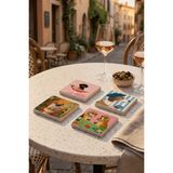 Baum Atelier Köpek Pop Art Dog Illustration Doğal Taş Traverten Bardak Altlığı Stone Coasters 4 Lü Set