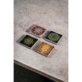 Baum Atelier Kutsal Geometri Sri Yantra Yaşam Çiçeği Doğal Taş Traverten Bardak Altlığı 4 Lü Set