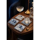 Baum Atelier Mavi At Tile Temalı Doğal Taş Traverten Bardak Altlığı Stone Coasters 4 Lü Set