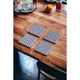 Baum Atelier Modern Tile Desen, Mavi Bohem Tile Doğal Taş Traverten Bardak Altlığı 4 Lü Set